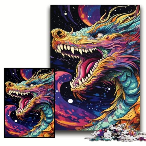 Puzzle 1000 Teile für Erwachsene, Bunter Kunstdrache, Unmögliches Puzzle für Erwachsene, Größe 50x75cm, Denksportaufgabe, Spiel für Erwachsene, interaktive Familienaktivität Puzzle 1000 Teile für Erwachsene, Bunter Kunstdrache, Unmögliches Puzzle für Erwachsene, Größe 50x75cm, Denksportaufgabe, Spiel für Erwachsene, interaktive Familienaktivität von KAEUVBAOP