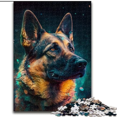 Puzzle 1000 Teile für Erwachsene, Deutscher Schäferhund-Nebel, aus Holz, einzigartige DIY-Geschenkidee zur Heimdekoration, 50x75cm, anspruchsvolles Denkspiel – entspannendes Spielzeug für Teenager von KAEUVBAOP