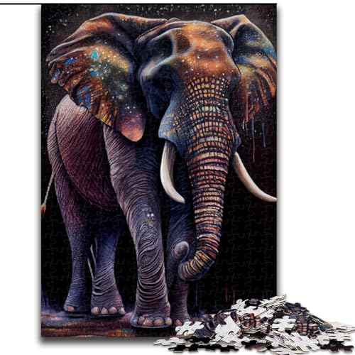 Puzzle 1000 Teile für Erwachsene, Elefanten-Tuschemalerei, aus Holz, perfekt für Familienspaß an Geburtstagen, Weihnachten, 50x75cm, für Heimdekoration, Gehirntraining von KAEUVBAOP