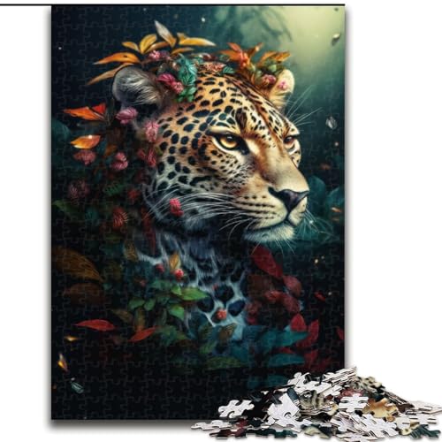 Puzzle 1000 Teile für Erwachsene, Fantasy Magic Leopard, aus Holz, einzigartige DIY-Geschenkidee zur Heimdekoration, 50x75cm, Geburtstagsgeschenkidee, anspruchsvolles Denkspiel von KAEUVBAOP