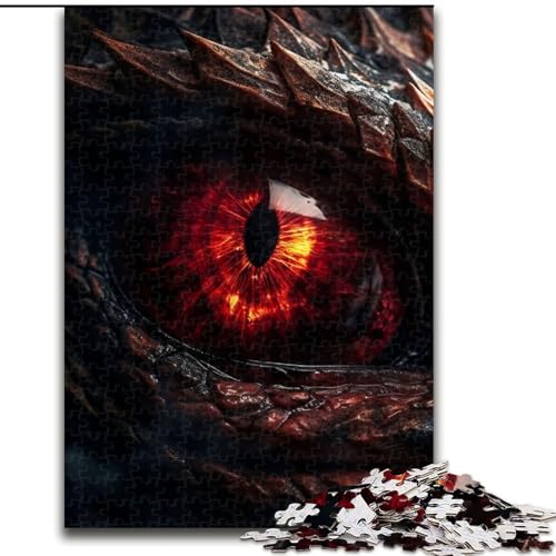Puzzle 1000 Teile für Erwachsene, Feuerdrachen, Rubinauge, aus Holz, perfekt für Familienspaß an Geburtstagen, Weihnachten, 50x75cm, für Heimdekoration, Gehirntraining von KAEUVBAOP