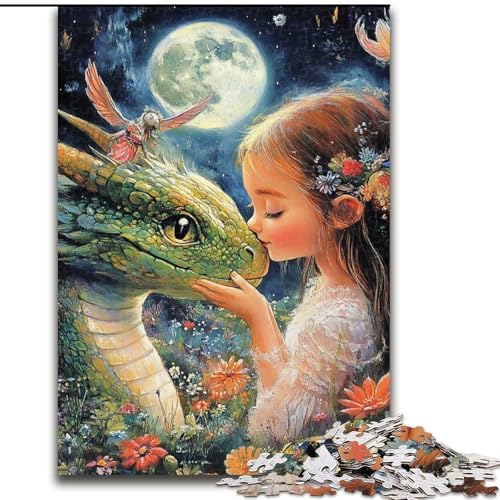 Puzzle 1000 Teile für Erwachsene, Fliegender Drache und kleines Mädchen, interaktives Familienspiel, Familienaktivitätsspiel, 50x75cm von KAEUVBAOP