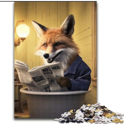 Puzzle 1000 Teile für Erwachsene, Fuchs liest Zeitung, aus Holz, perfektes Weihnachts- und Neujahrsgeschenk, Feiertagsgeschenk, 50x75cm, für Heimdekoration, Gehirntraining und Feiertagsgeschenke Puzzle 1000 Teile für Erwachsene, Fuchs liest Zeitung, aus Holz, perfektes Weihnachts- und Neujahrsgeschenk, Feiertagsgeschenk, 50x75cm, für Heimdekoration, Gehirntraining und Feiertagsgeschenke von KAEUVBAOP
