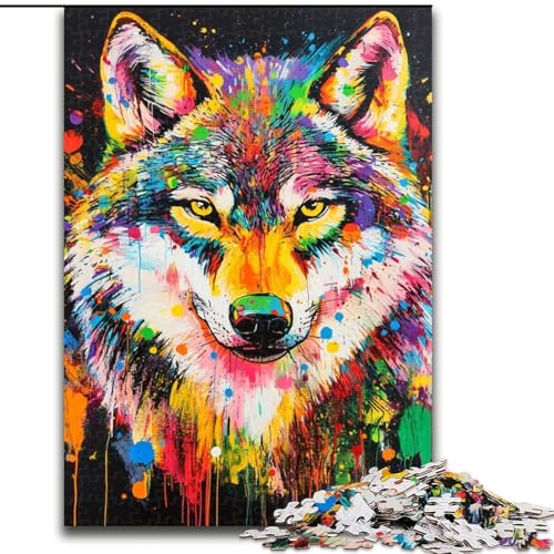 Puzzle 1000 Teile für Erwachsene, Graffiti-Wolf-Puzzle, Familienaktivitätsspiel für Teenager, anspruchsvolles Denkspiel, 50x75cm von KAEUVBAOP