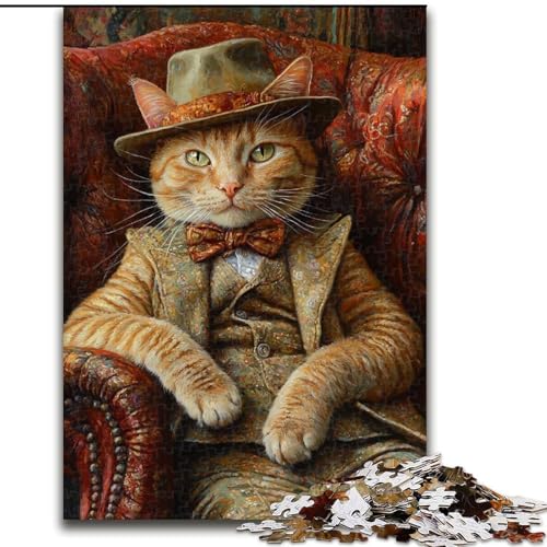 Puzzle 1000 Teile für Erwachsene, Katze auf dem Sofa, interaktives Familienspiel, ideal für Teenager, Denksportaufgabe, Geschenk, 50x75cm von KAEUVBAOP