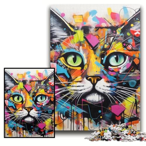 Puzzle 1000 Teile für Erwachsene, Katzen-Graffiti, unmögliches Puzzle für Erwachsene, Größe 26x38cm, anspruchsvolles DIY-Dekorationsspiel, interaktives Familienspielzeug Puzzle 1000 Teile für Erwachsene, Katzen-Graffiti, unmögliches Puzzle für Erwachsene, Größe 26x38cm, anspruchsvolles DIY-Dekorationsspiel, interaktives Familienspielzeug von KAEUVBAOP