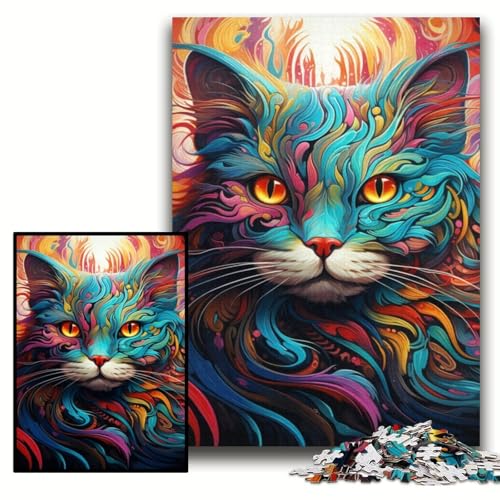 Puzzle 1000 Teile für Erwachsene, Katzen-Holzpuzzle, Denkspiel für Teenager, Größe 50x75cm Puzzle 1000 Teile für Erwachsene, Katzen-Holzpuzzle, Denkspiel für Teenager, Größe 50x75cm von KAEUVBAOP