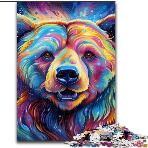 Puzzle 1000 Teile für Erwachsene, Kunsttierbär aus Holz, lustige Aktivität für zu Hause, 50x75cm, anspruchsvolles Denkspiel – entspannendes Spielzeug für Teenager von KAEUVBAOP