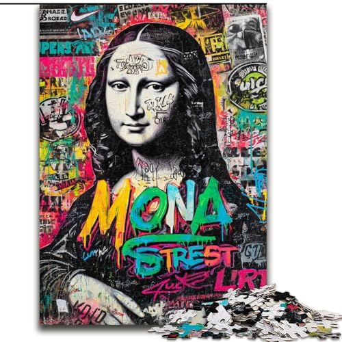 Puzzle 1000 Teile für Erwachsene, Mona Lisa Graffiti-Puzzle, Familienaktivitätsspiel für Teenager, anspruchsvolles Denkspiel, 50x75cm von KAEUVBAOP
