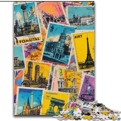 Puzzle 1000 Teile für Erwachsene, Paris-Collage-Puzzle, anspruchsvolles Denkspiel für Teenager, Spaß für den Familienspielabend, 50x75cm von KAEUVBAOP
