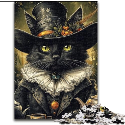 Puzzle 1000 Teile für Erwachsene, Schwarze Katze, Familienaktivitätsspiel für Teenager, anspruchsvolles Denkspiel, 50x75cm von KAEUVBAOP