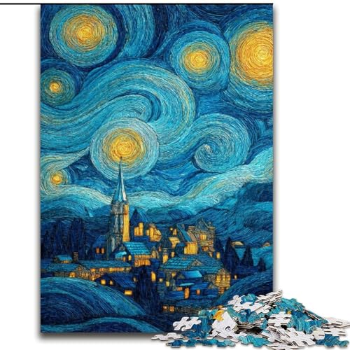 Puzzle 1000 Teile für Erwachsene, Sternennacht, Van Gogh, interaktives Familienspiel, ideal für Teenager, Denksportaufgabe, Geschenk, 50x75cm von KAEUVBAOP
