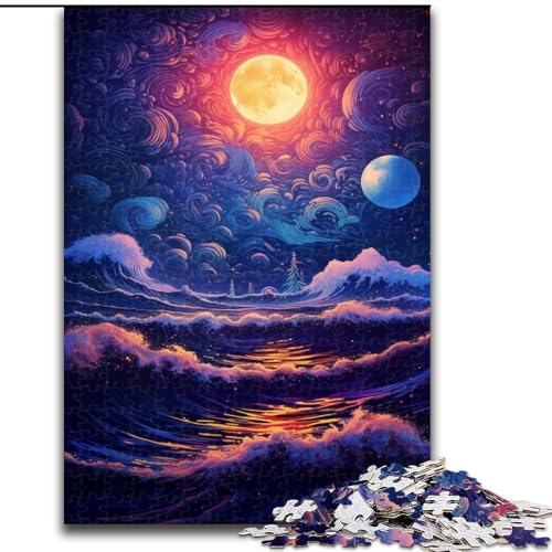 Puzzle 1000 Teile für Erwachsene, Strand unter dem Nachthimmel, aus Holz, perfekt als Geburtstags-, Weihnachts- und Halloweengeschenk, 50x75cm, herausfordernd und unterhaltsam, Familienaktivität von KAEUVBAOP
