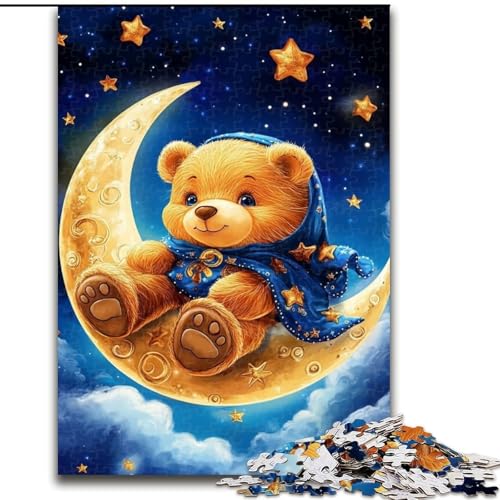 Puzzle 1000 Teile für Erwachsene, Teddybär sitzt auf dem Mond, Puzzle-Aktivität für zu Hause für Feiertage, Geburtstage und Familienspieleabende, 50x75cm von KAEUVBAOP