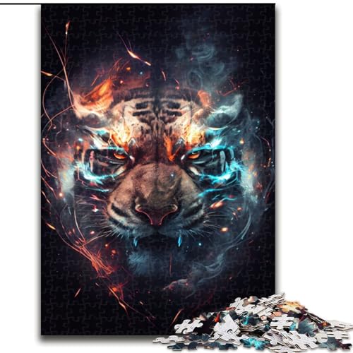 Puzzle 1000 Teile für Erwachsene, elektrischer Energietiger aus Holz, einzigartige DIY-Geschenkidee zur Heimdekoration, 50x75cm, Geburtstagsgeschenkidee, anspruchsvolles Denkspiel von KAEUVBAOP