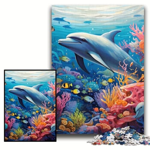Puzzle 1000 Teile für Erwachsene, farbenfrohes Kunst-Delfin-Holzpuzzle, Größe 50x75cm, perfekt für Halloween, Weihnachten, Geburtstagsgeschenk Puzzle 1000 Teile für Erwachsene, farbenfrohes Kunst-Delfin-Holzpuzzle, Größe 50x75cm, perfekt für Halloween, Weihnachten, Geburtstagsgeschenk von KAEUVBAOP