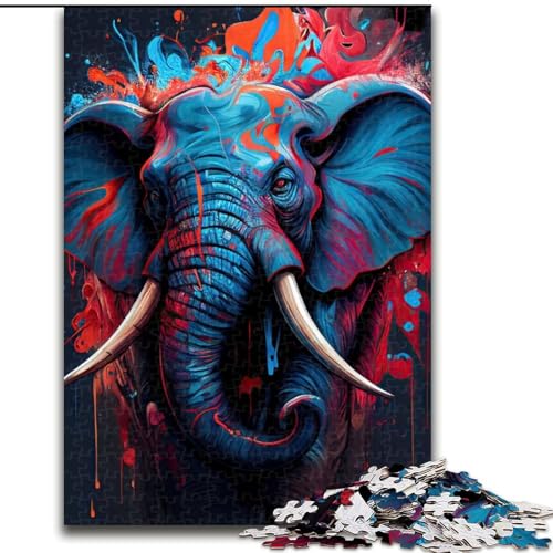 Puzzle 1000 Teile für Erwachsene „Der anmutige Elefant“ aus Holz, für Teenager ab 14 Jahren, Heimdekoration 50x75cm, für Teenager und Familienspaß von KAEUVBAOP