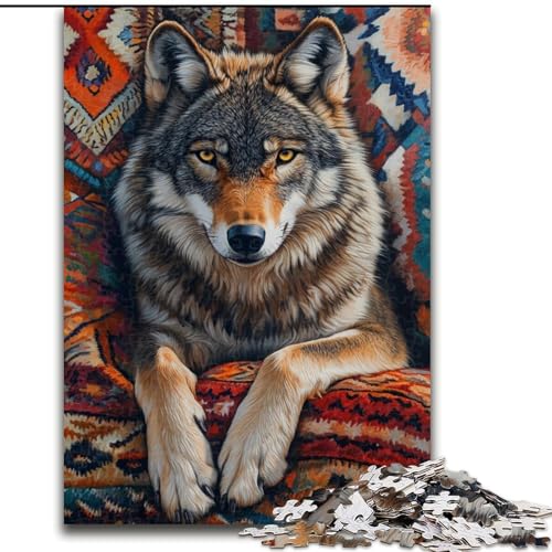 Puzzle 1000 Teile für Erwachsene Indischer Wolf Puzzle Spiel für Erwachsene Geschenk Familieninteraktives Spiel Gehirnherausforderung Geschenk 50X75CM von KAEUVBAOP