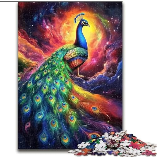 Puzzle 1000 Teile für Erwachsene Regenbogen-Pfau Puzzle Spiel für Erwachsene Geschenk Familieninteraktives Spiel Gehirnherausforderung Geschenk 50X75CM von KAEUVBAOP