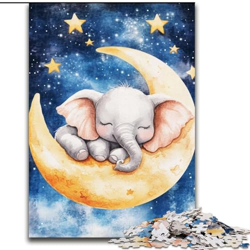 Puzzle 1000 Teile für Erwachsene Schlafender Elefant Puzzle Spiel für Erwachsene Geschenk Familieninteraktives Spiel Gehirnherausforderung Geschenk 50X75CM von KAEUVBAOP