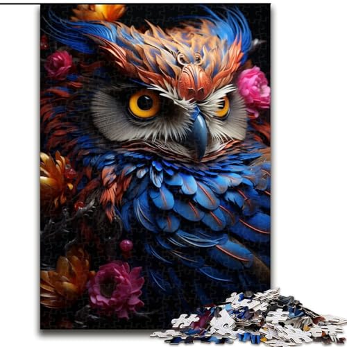 Puzzle 1000 Teile für Erwachsene Schöne Eule aus Holz, lustige Aktivität für zu Hause 50x75cm Anspruchsvolles Denkspiel - Entspannendes Spielzeug für Teenager von KAEUVBAOP