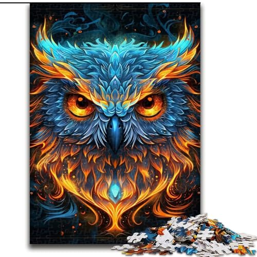 Puzzle 1000 Teile für Erwachsene Schöne Eulen aus Holz, lustige Aktivität für zu Hause 50x75cm Denksportaufgabe, Spiel für Erwachsene, interaktive Aktivität für die Familie von KAEUVBAOP