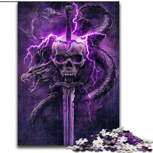Puzzle 1000 Teile für Erwachsene Skelett Drachenschwert Puzzle Spiel für Erwachsene Geschenk Familieninteraktives Spiel Gehirnherausforderung Geschenk 50X75CM von KAEUVBAOP
