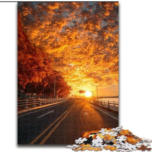 Puzzle 1000 Teile für Erwachsene Sunset Road Puzzle Spiel für Erwachsene Geschenk Familieninteraktives Spiel Gehirnherausforderung Geschenk 50X75CM von KAEUVBAOP