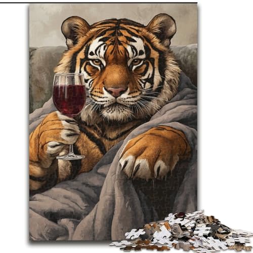 Puzzle 1000 Teile für Erwachsene Tiger auf dem Sofa Puzzle Spiel für Erwachsene Geschenk Familieninteraktives Spiel Gehirnherausforderung Geschenk 50X75CM von KAEUVBAOP