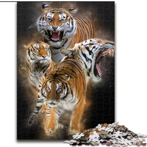 Puzzle 1000 Teile für Erwachsene Tiger aus Holz, ideal als Dekoration für Zuhause und Büro, Geburtstag, 50x75cm, für interaktives Familienspiel von KAEUVBAOP