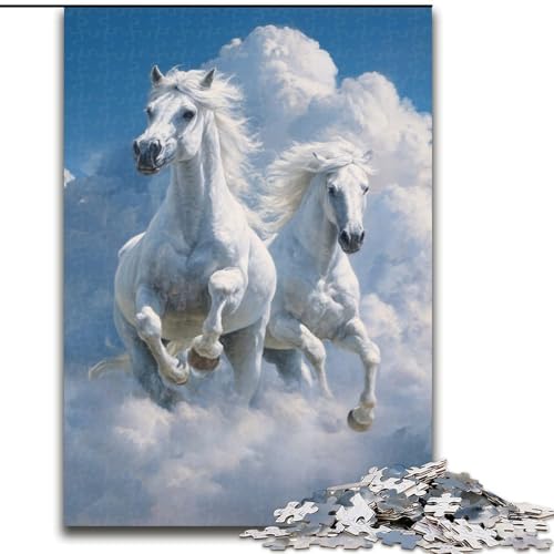Puzzle 1000 Teile für Erwachsene Weißes Pferd Puzzle Spiel für Erwachsene Geschenk Familieninteraktives Spiel Gehirnherausforderung Geschenk 50X75CM von KAEUVBAOP