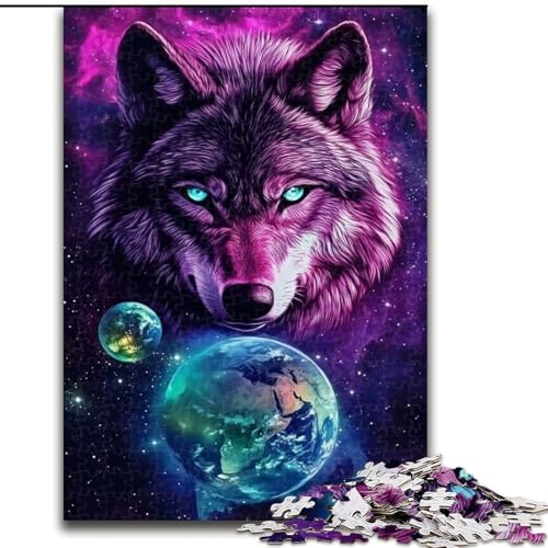 Puzzle 1000 Teile für Erwachsene Wolf und Erde Puzzle Spiel für Erwachsene Geschenk Familieninteraktives Spiel Gehirnherausforderung Geschenk 50X75CM von KAEUVBAOP