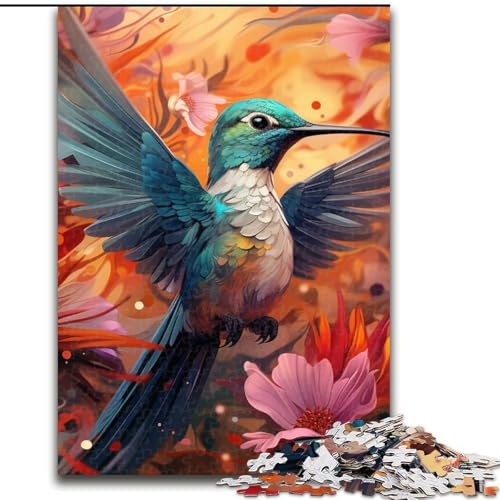 Puzzle für Erwachsene, 1000 Kolibri-Kunst aus Holz, Kinder ab 14 Jahren, 50x75cm, Geburtstagsgeschenkidee, anspruchsvolles Denkspiel von KAEUVBAOP