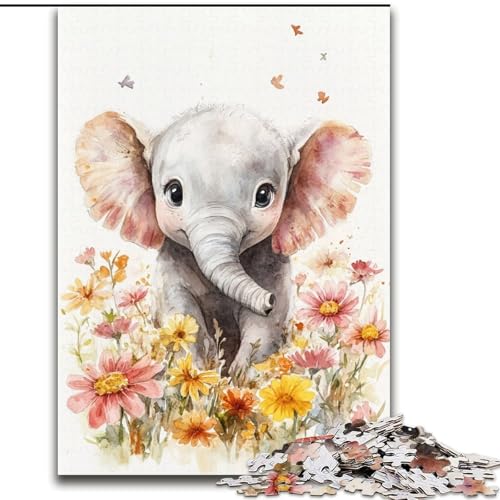 Puzzle für Erwachsene, 1000 Teile, Aquarell-Elefanten-Puzzle, Spiel für Erwachsene, Geschenk, Familien-Interaktives Spiel, Gehirn-Herausforderung, Geschenk, 50x75cm von KAEUVBAOP