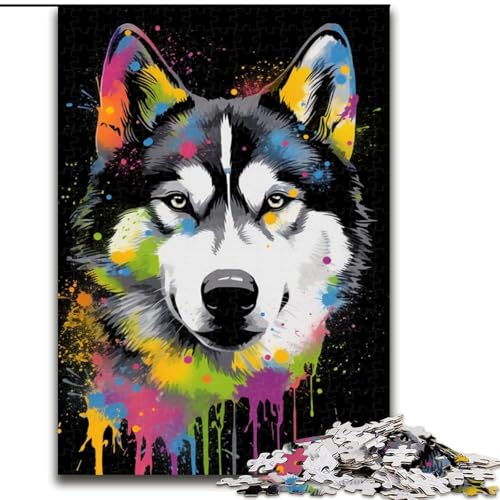 Puzzle für Erwachsene, 1000 Teile, Art Husky aus Holz, perfekte DIY-Kunstdekoration oder Geburtstagsgeschenk, 50x75cm, Spaß für die ganze Familie, Basteln, perfekt für Geburtstage, Feiertage von KAEUVBAOP