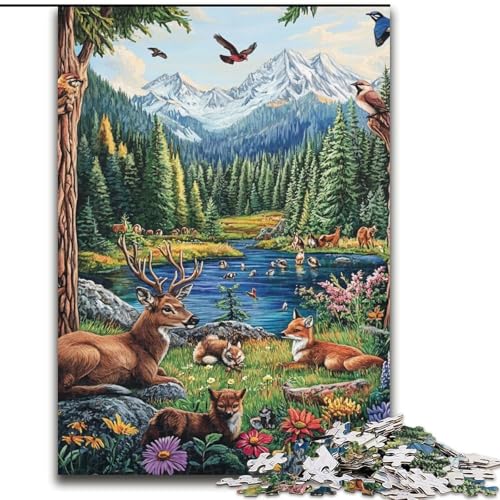 Puzzle für Erwachsene, 1000 Teile, Bergtiere, kreatives Familienspiel und Heimdekoration, Teenager, 50x75cm von KAEUVBAOP