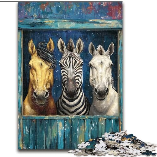 Puzzle für Erwachsene, 1000 Teile, DREI Pferde, Puzzle, Spiel für Erwachsene, Geschenk, Familien-Interaktives Spiel, Gehirn-Herausforderung, Geschenk, 50x75cm von KAEUVBAOP