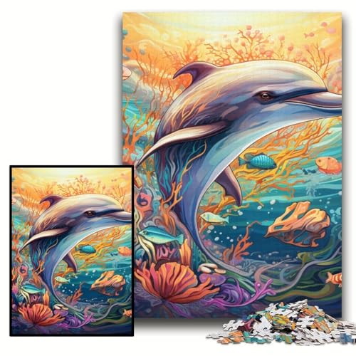Puzzle für Erwachsene, 1000 Teile, Delfin, 1000-teiliges Puzzle, anspruchsvolles Denkspiel für Teenager, Spaß für den Spieleabend mit der Familie, Größe 50x75cm Puzzle für Erwachsene, 1000 Teile, Delfin, 1000-teiliges Puzzle, anspruchsvolles Denkspiel für Teenager, Spaß für den Spieleabend mit der Familie, Größe 50x75cm von KAEUVBAOP