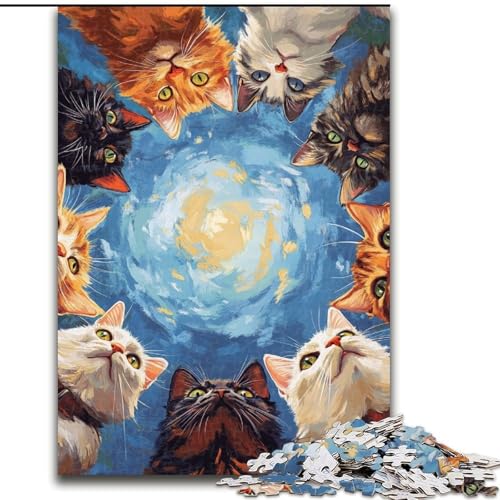 Puzzle für Erwachsene, 1000 Teile, Eine Gruppe von Katzen, anspruchsvolle DIY-Kunst für Enthusiasten, Entspannung, 50x75cm von KAEUVBAOP