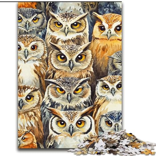 Puzzle für Erwachsene, 1000 Teile, Eulen-Collage-Puzzle, Spiel für Erwachsene, Geschenk, interaktives Familienspiel, Gehirn-Herausforderung, Geschenk, 50x75cm von KAEUVBAOP