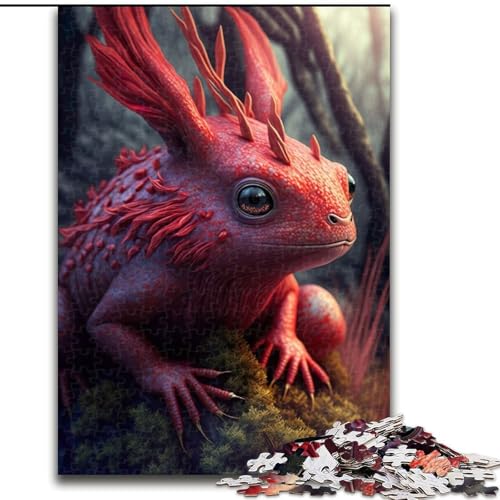 Puzzle für Erwachsene, 1000 Teile, Fantasie-Rote Eidechse, aus Holz, EIN tolles Geschenk für Familienspaß, 50x75cm, Lernspielzeug für Teenager, Dekoration für das Homeoffice von KAEUVBAOP