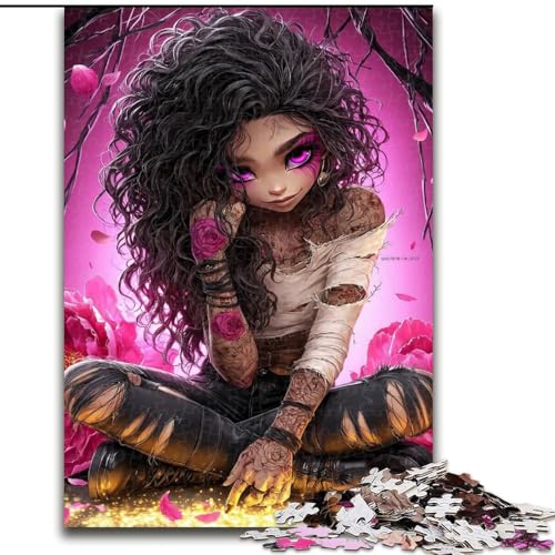 Puzzle für Erwachsene, 1000 Teile, Fantasy Dark Girl, anspruchsvolles Denkspiel, Familienaktivität, Heimdekoration, 50x75cm von KAEUVBAOP