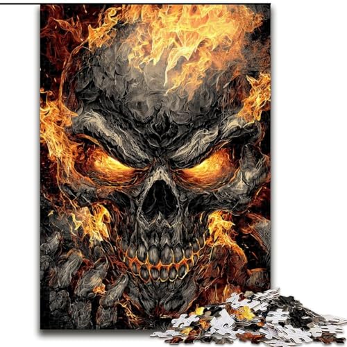 Puzzle für Erwachsene, 1000 Teile, Flammenschädel-Puzzle, anspruchsvolles Denkspiel, Familienaktivität, Heimdekoration, 50x75cm von KAEUVBAOP