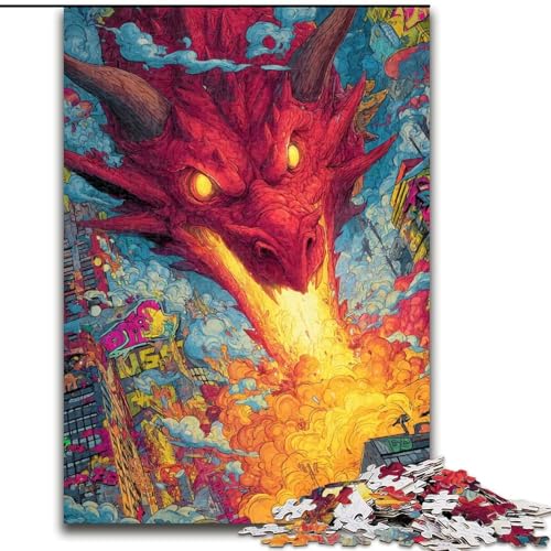 Puzzle für Erwachsene, 1000 Teile, Fliegender Drache, interaktives Familienspiel, DIY-Heimdekoration, Gehirn-Herausforderung, Geschenk, 50x75cm von KAEUVBAOP
