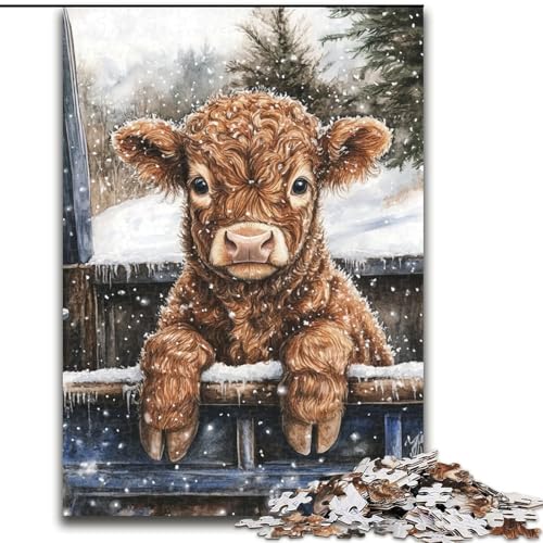 Puzzle für Erwachsene, 1000 Teile, Highland Cow Puzzle, DIY-Dekoration, Gehirn-Herausforderung, für Erwachsene, Familie, 50x75cm von KAEUVBAOP