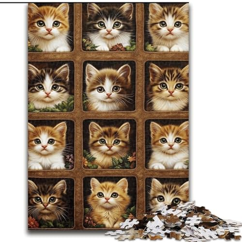 Puzzle für Erwachsene, 1000 Teile, Kätzchen-Collage-Puzzle, anspruchsvolles Denkspiel, Familienaktivität, Heimdekoration, 50x75cm von KAEUVBAOP