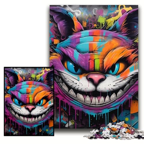 Puzzle für Erwachsene, 1000 Teile, Katzen-Graffiti-Puzzle für Erwachsene, 1000-teiliges Familienaktivitätsspiel für Teenager, DIY-Heimdekoration, Denksportaufgabe, Geschenk, Größe 26x38cm von KAEUVBAOP