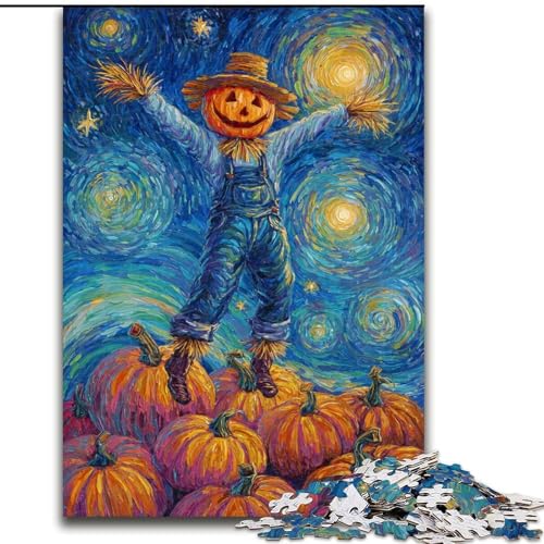 Puzzle für Erwachsene, 1000 Teile, Kürbis-Vogelscheuchen-Puzzle für Teenager, Familienspieleabend, hirnfordernde Geschenkidee, 50x75cm von KAEUVBAOP