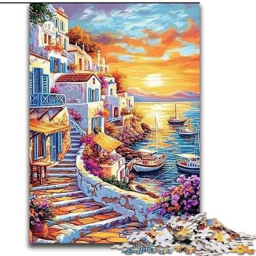 Puzzle für Erwachsene, 1000 Teile, Küstendorf, kreatives Familienspiel und Heimdekoration, Teenager, 50x75cm von KAEUVBAOP