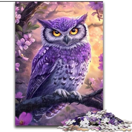 Puzzle für Erwachsene, 1000 Teile, Lila Eulen-Puzzle, anspruchsvolle DIY-Kunst für Enthusiasten, Entspannung, 50x75cm von KAEUVBAOP